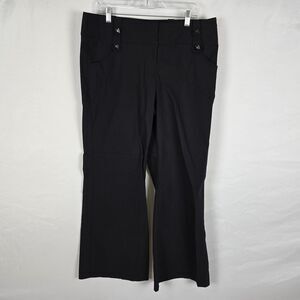 Bisou Bisou Pants Women's 16 Black Square Stud Accents Flat Front Wide Leg Crop